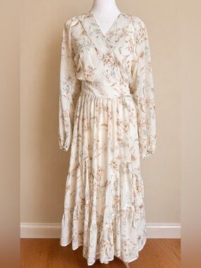 Baltic Born Cream Floral Wrap Maxi Dress